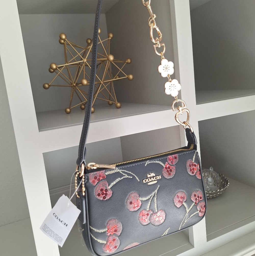 NWT Coach Nolita 19 In Signature Canvas With Cherry Print Plus Extended Chain - Picture 3 of 12